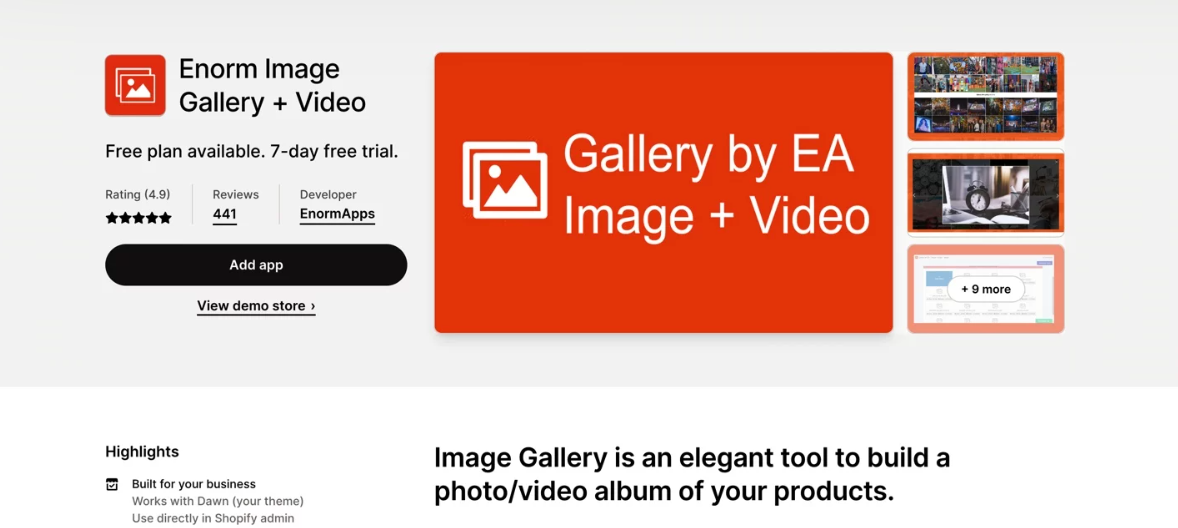 Beae Integration Enorm Image Gallery + Video app
