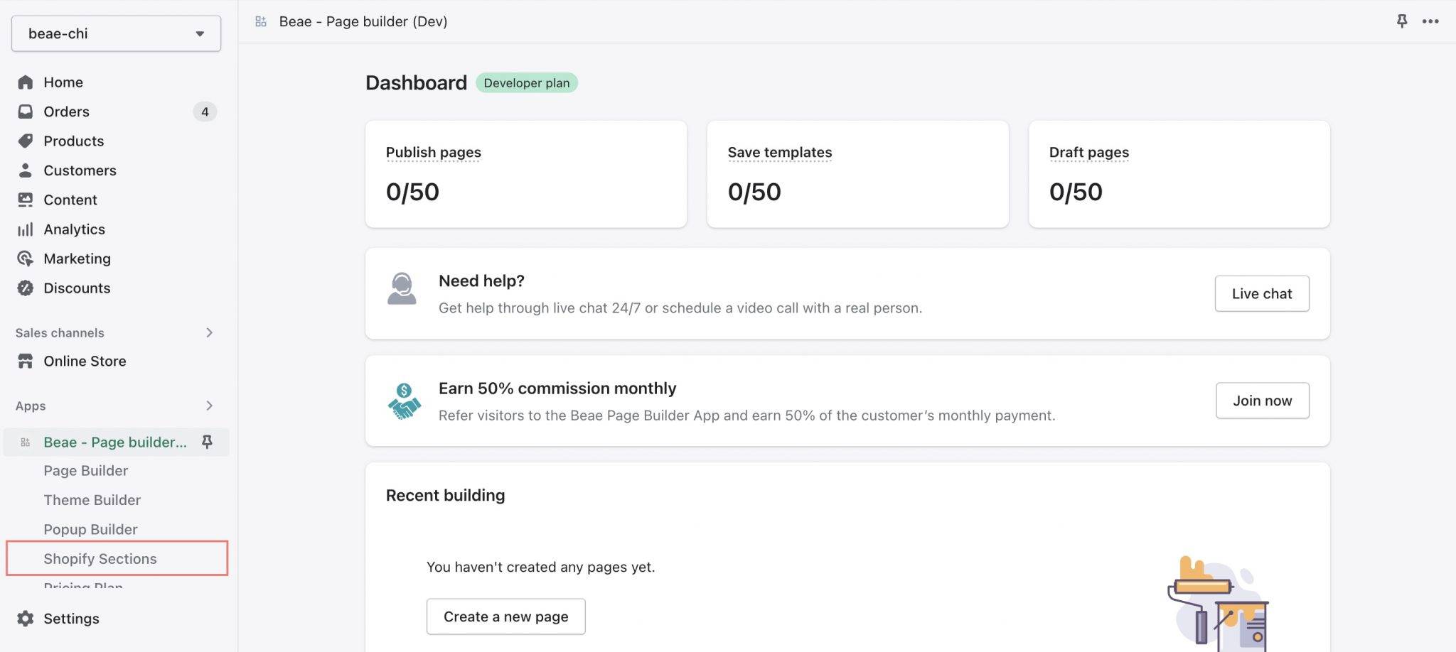 Shopify sections in Beae updates