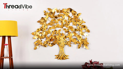 Golden Butterfly Tree 3D Metal Wall Art