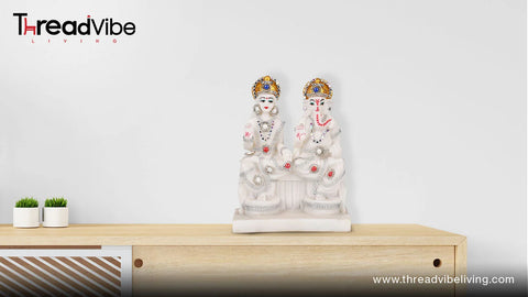 White Marble Look Laxmi Ganesh Murti Statue
