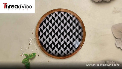 Mango Wood Handmade & Handcrafted Round Wooden Serving Tray