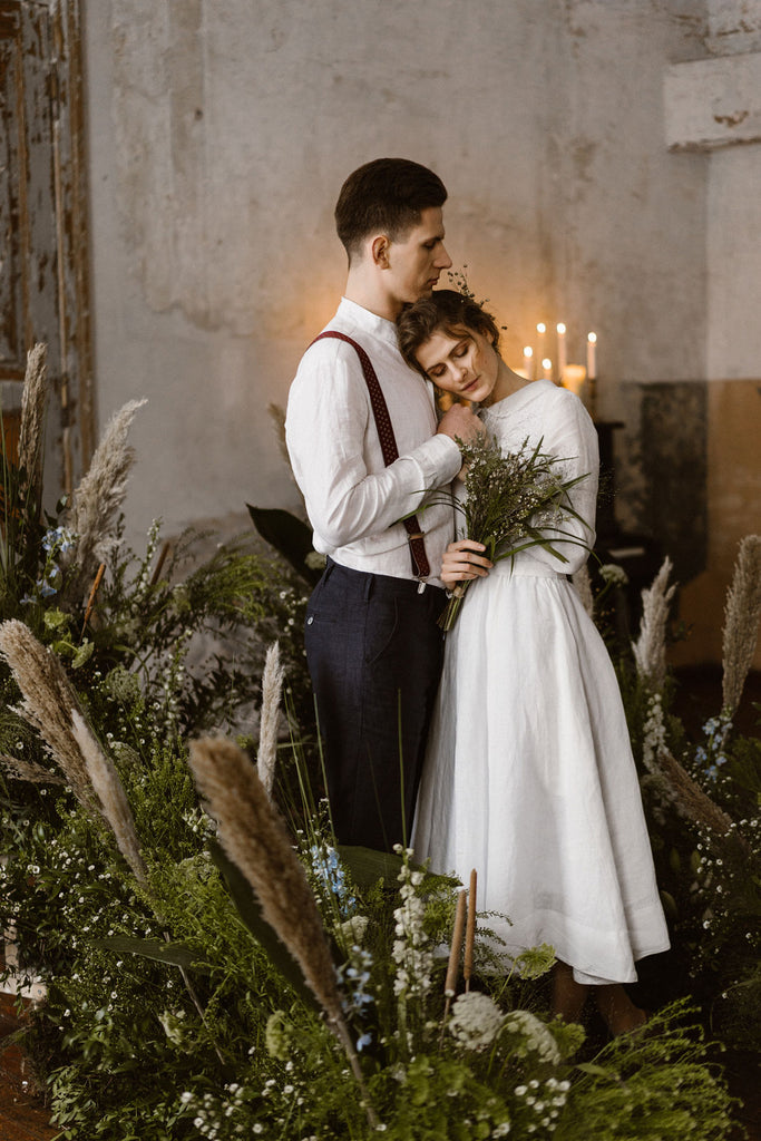 linen wedding gown