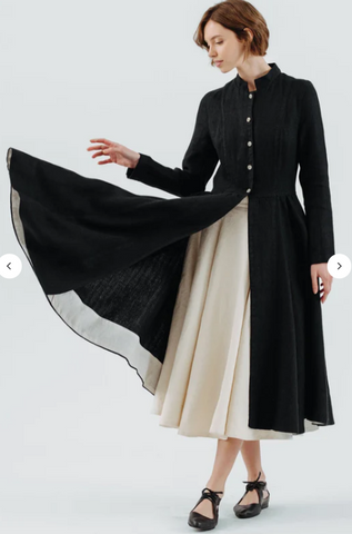 Black Victorian Coat With Long White Skirt