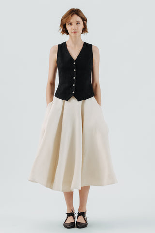 Black Waistcoat And White Long Skirt