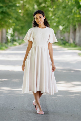 Butterfly Dress, Short Sleeves, Seashell White