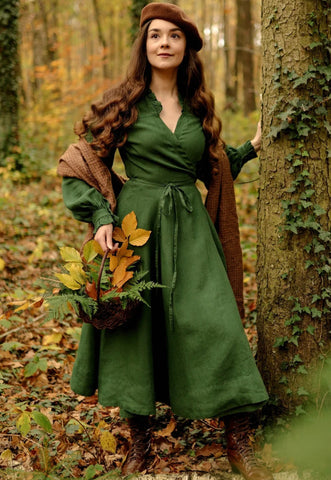 Darcy Dress, Long Sleeves, Emerald Green