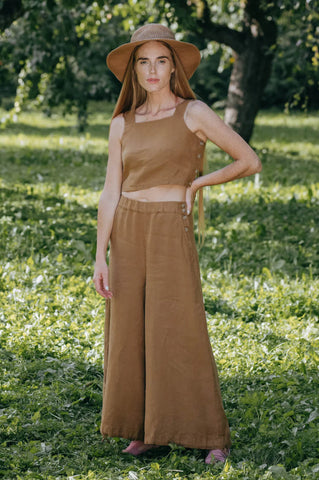 Linen Pants with Crop Top