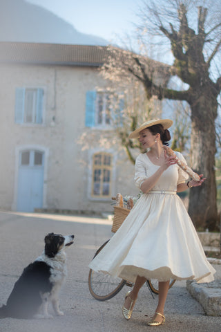 White Long Dress With Belt