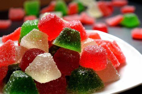 Different colored and flavored gummies