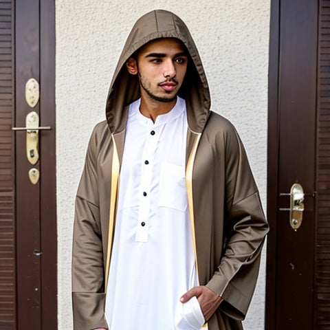 Young muslim man in a hooded thobe