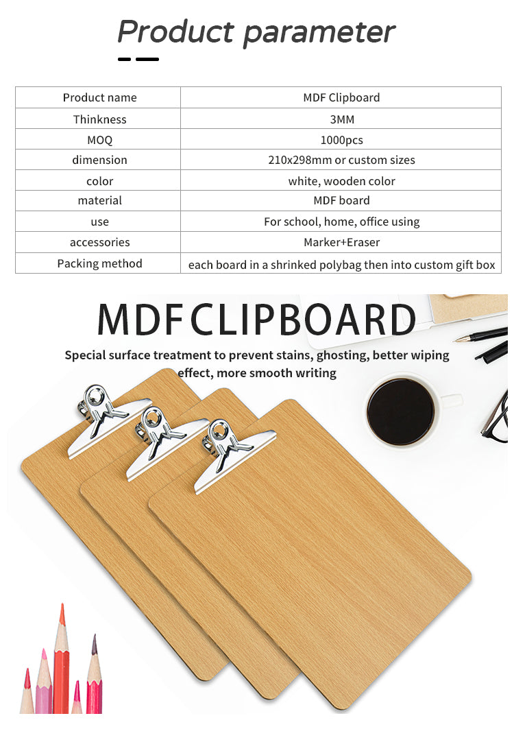 Melamine butterfly clip board A4 papers clipboard