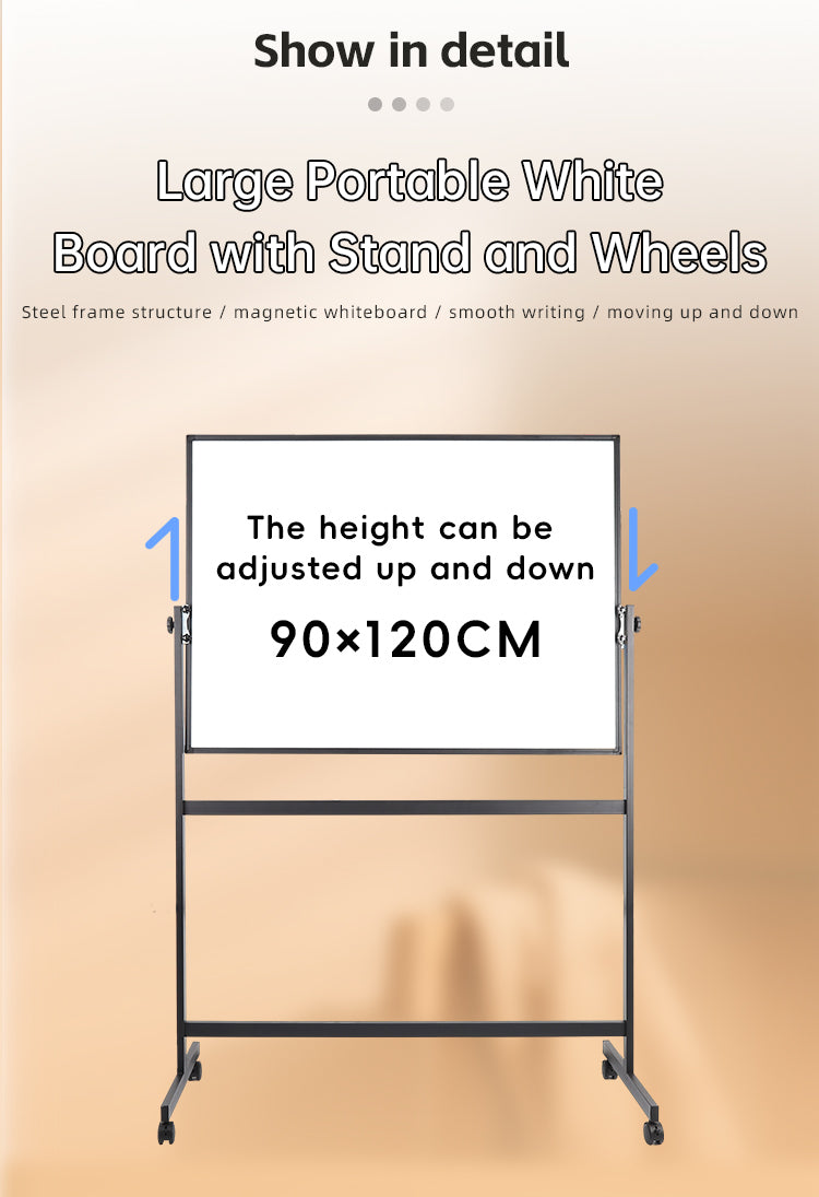 Factory Wholesale 360 Rotation Height Adjustable Mobile 36x48 Whiteboard Easel with Lockable Wheels Use for Office