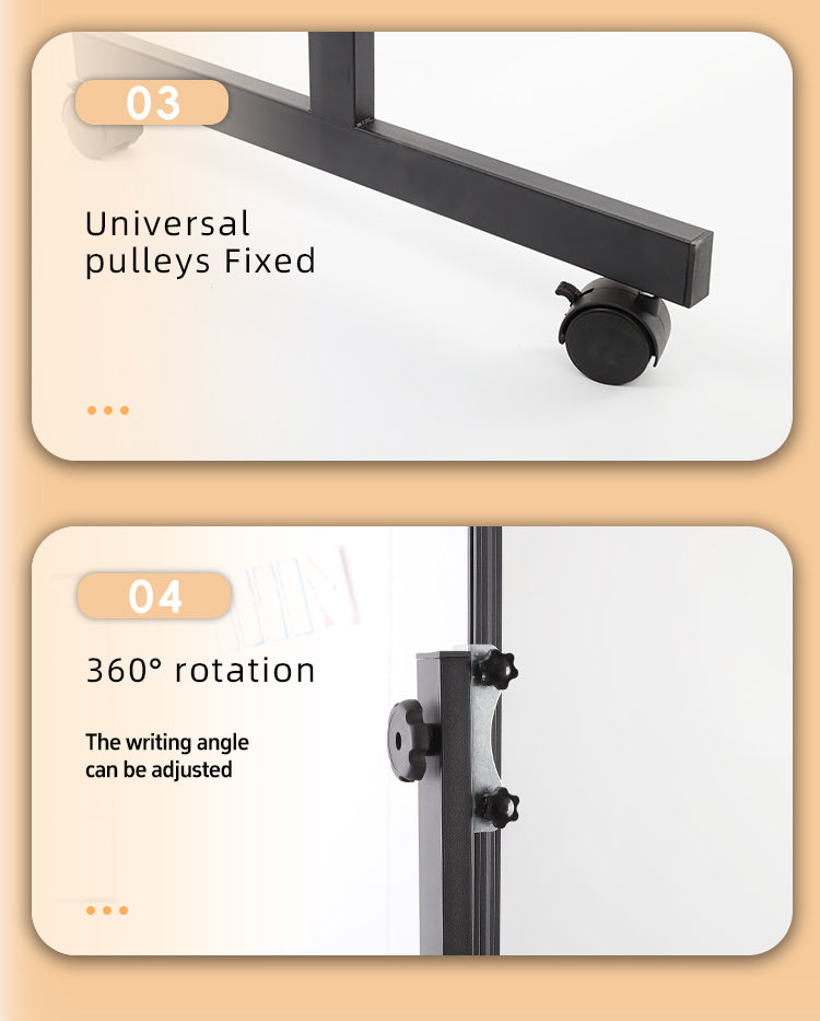 Factory Wholesale 360 Rotation Height Adjustable Mobile 36x48 Whiteboard Easel with Lockable Wheels Use for Office