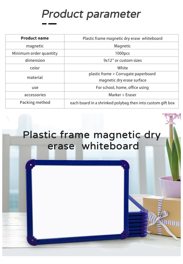 plastic frame magnetic dry erase board