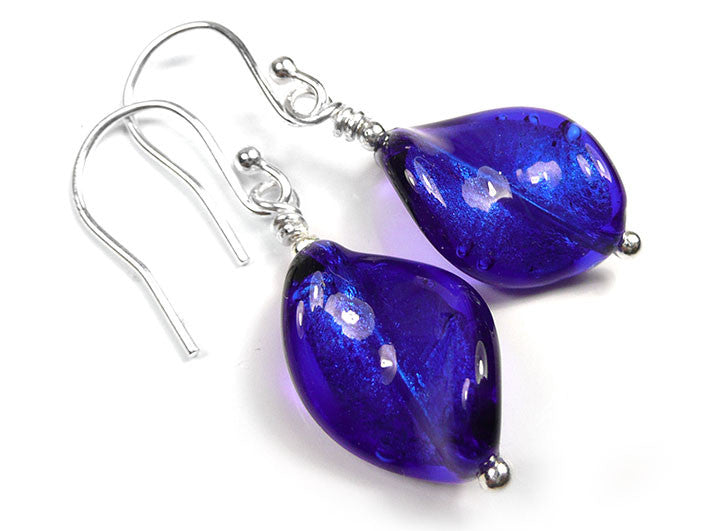 Murano Glass Twist Earrings - Electric Blue – Indigo Silver