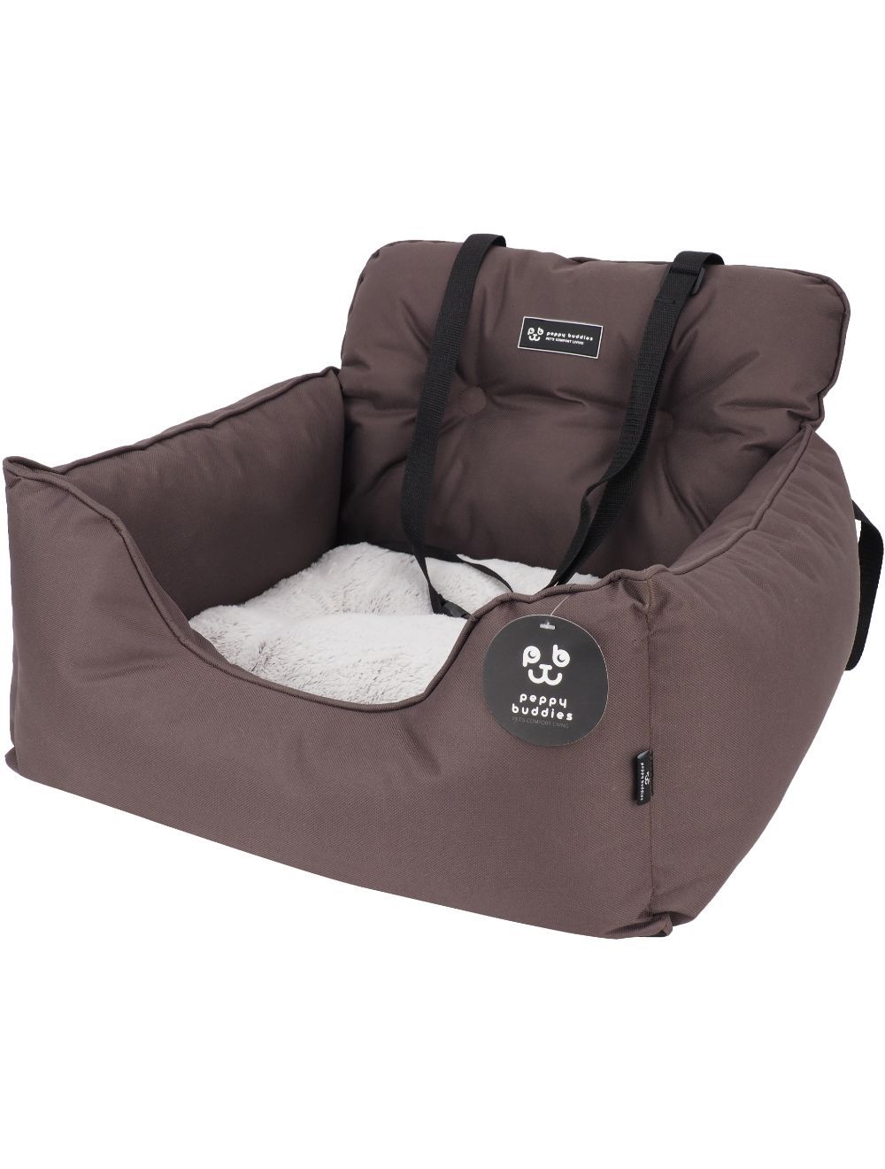 Se Meldgaard - Nordic Paws Cozy Luksus Bilsæde, Brun One-Size - Pet Carriers & Crates hos Petpower.dk