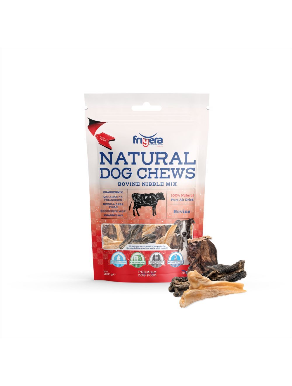 Billede af Meldgaard - Frigera Natural Dog Chews Okse nibble Mix 250g - Dog Supplies