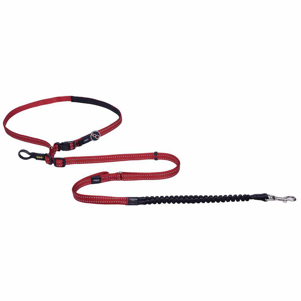 Se Imazo - Rogz Utility håndfri line, L Rød 150-210 cm 21-40 kg - Pet Leashes hos Petpower.dk