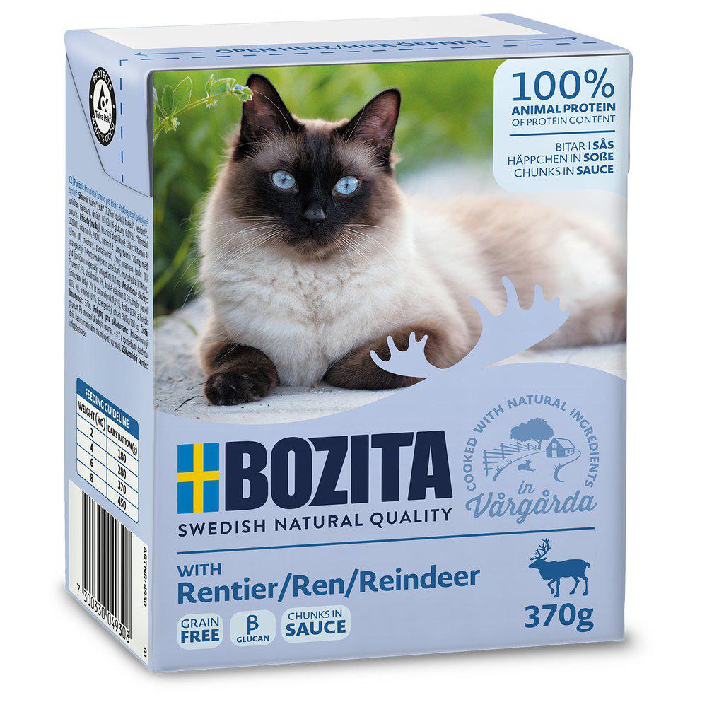Se Bozita Vådfoder Til Katte, Rensdyr Bidder i sovs, 370g hos Petpower.dk