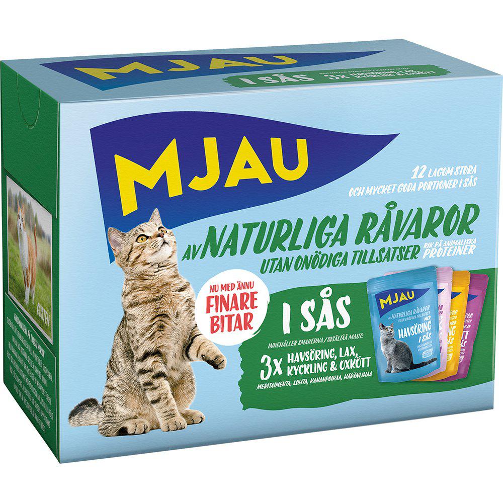 Se Imazo - Mjau vådfoder MultiMix kød & fisk i sovs - 12x85 gr. - Cat Food hos Petpower.dk