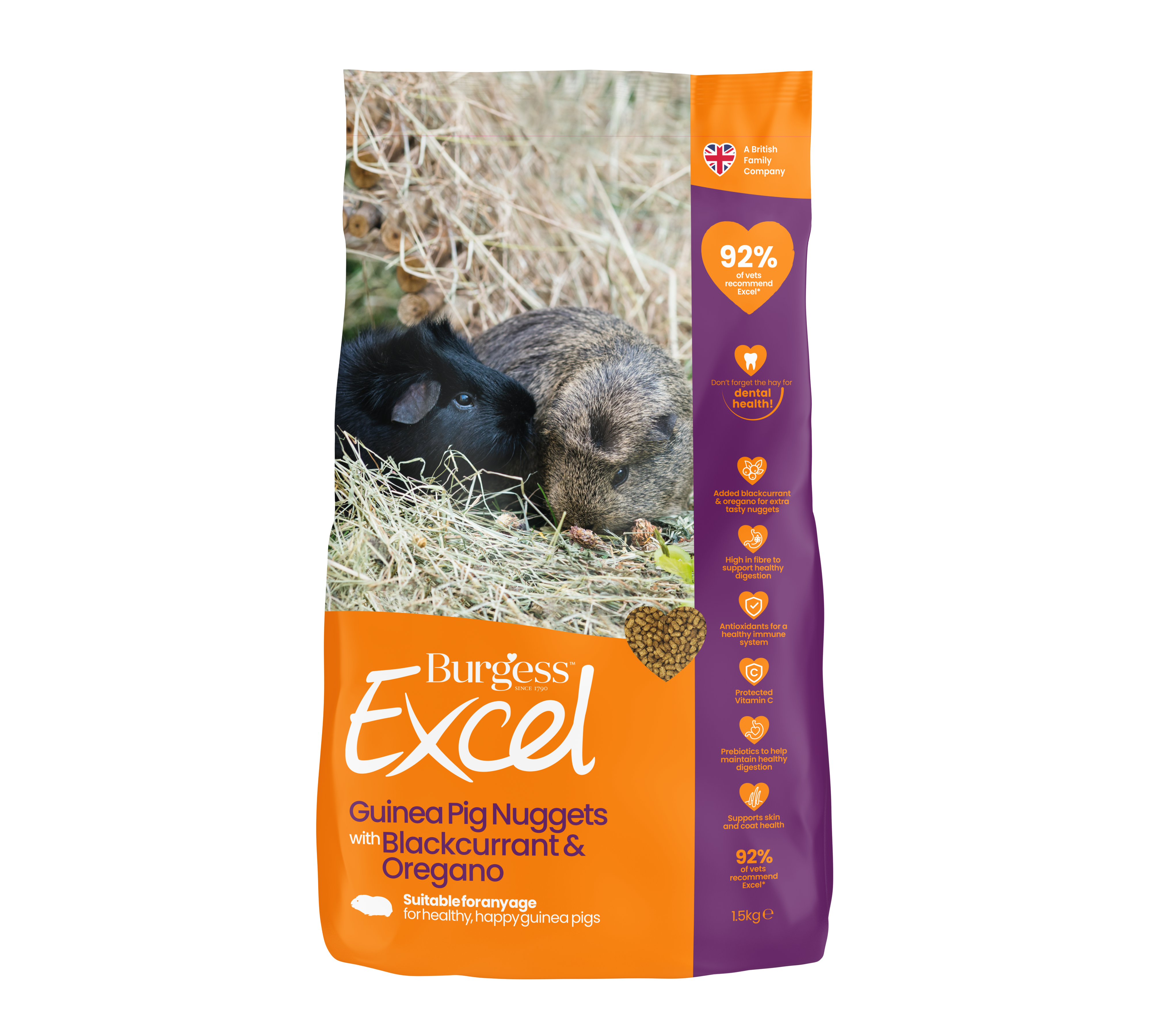 Billede af Burgess Excel Marsvin Solbær & Oregano 1,5 kg hos Petpower.dk