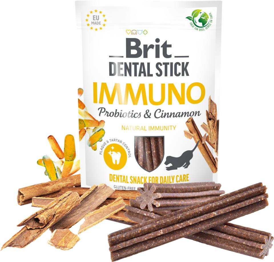 Se Brit Care Dental Stick Immuno Probiotics & Cinnamon 7stk hos Petpower.dk