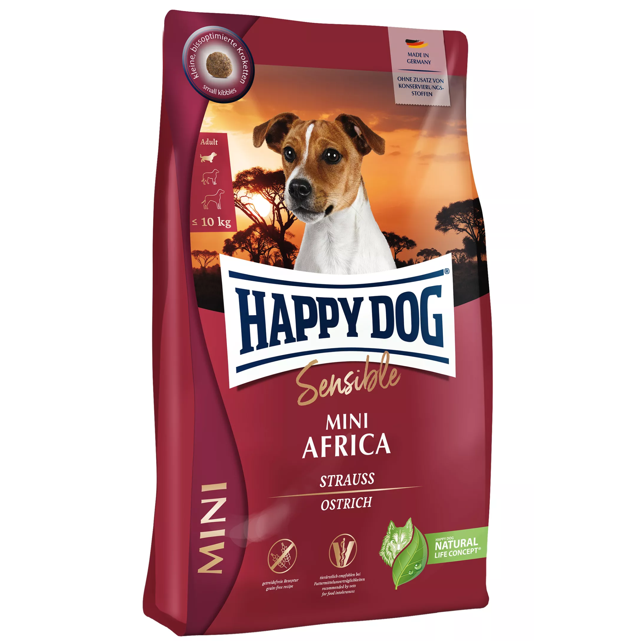 Billede af Happy dog og Cat - Happy Dog Supreme Sensible Mini Afrika 4kg, med Struds - Dog Food