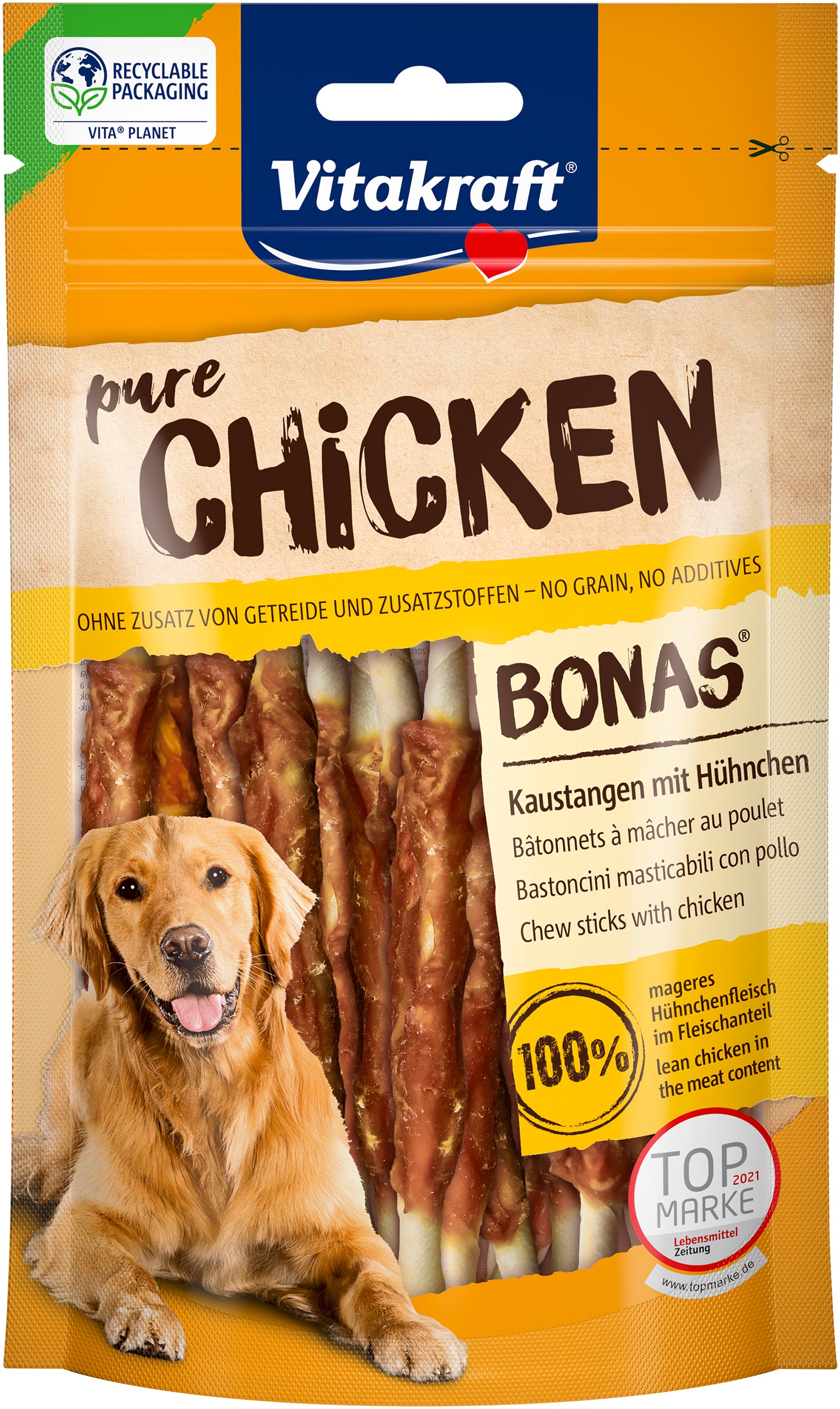 Se Vitakraft - Vitakraft Chicken Bonas Tyggepinde m. Kylling 80g - Dog Treats hos Petpower.dk