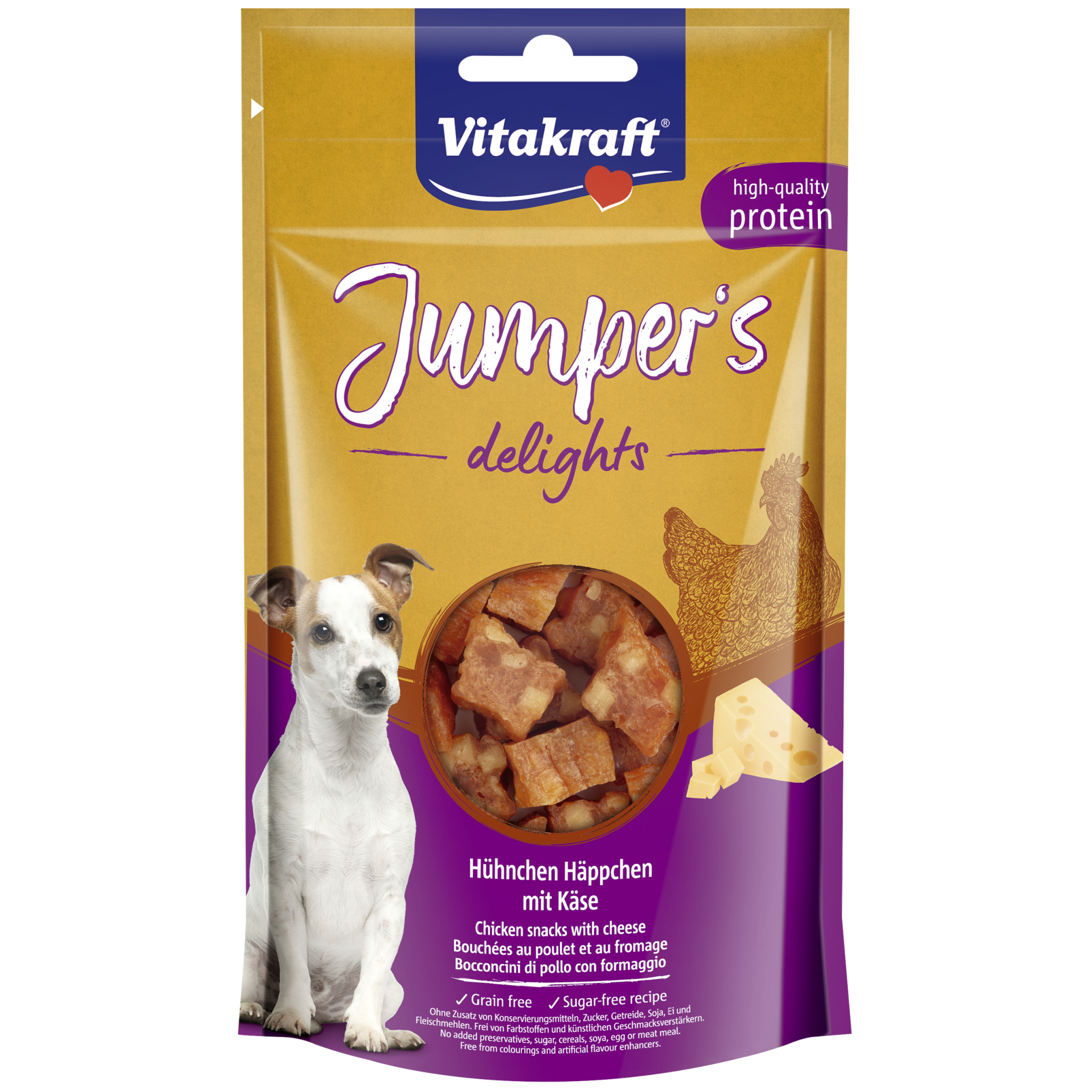 Se Vitakraft Jumper´s delights kyllingestykker med ost 80g hos Petpower.dk