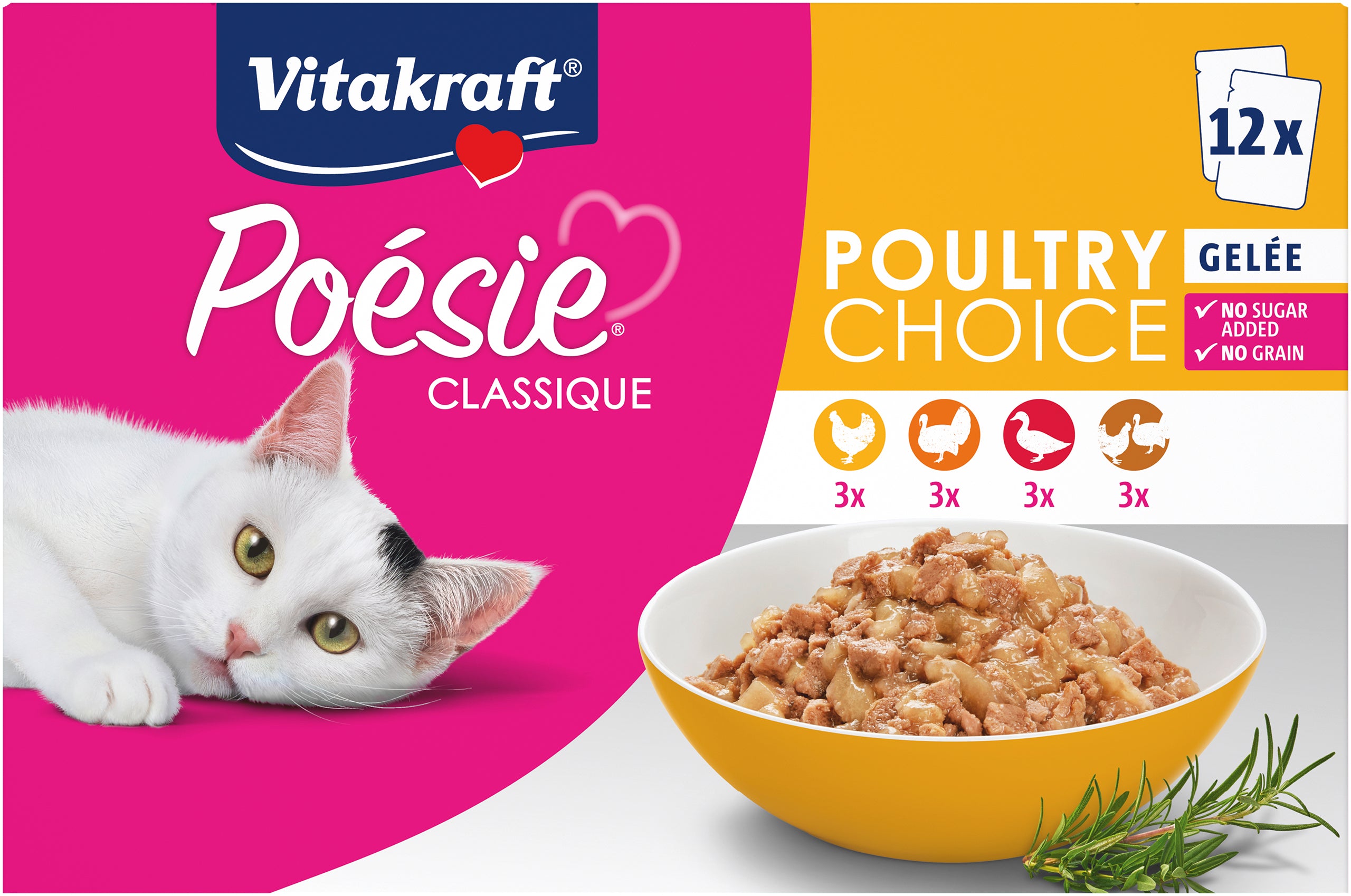 Billede af Vitakraft - Vitakraft Poesie Multipak 12 poser a 85gr, Classic i gele - Cat Food