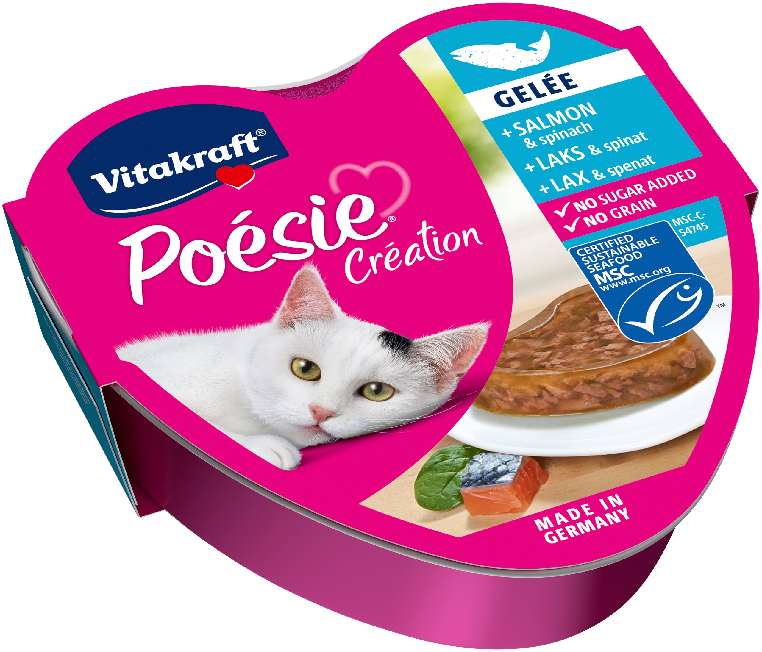 Se Vitakraft - Vitakraft Poésie® Création med laks og spinat i gelé vådfoder til kat - Cat Food hos Petpower.dk
