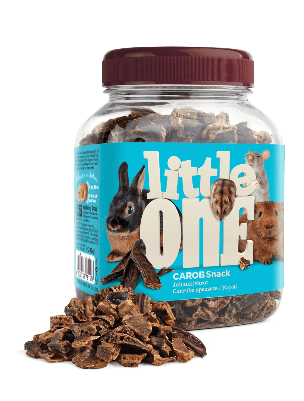 Se Meldgaard - Little One Snack Carob, Johannesbrød 200g - Small Animal Supplies hos Petpower.dk