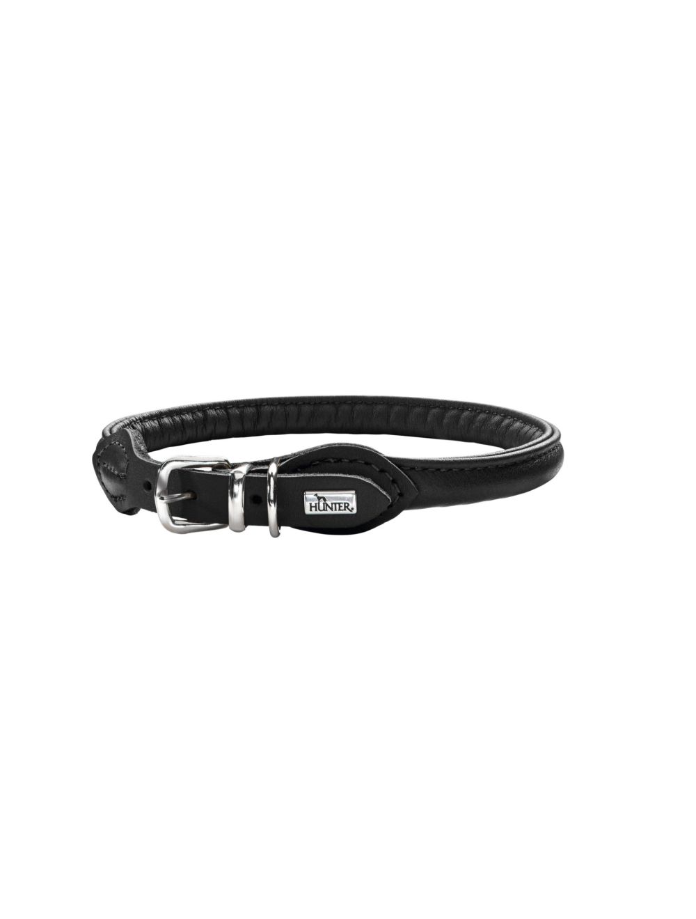 Se Meldgaard - Hunter Halsbånd Round & Soft Okselæder, Sort - 35 cm indstilling 28-32 cm - Pet Collars & Harnesses hos Petpower.dk