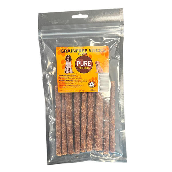 Billede af Loppetjansen - PURE Grainfree Sticks Hjort 100g - Dog Treats