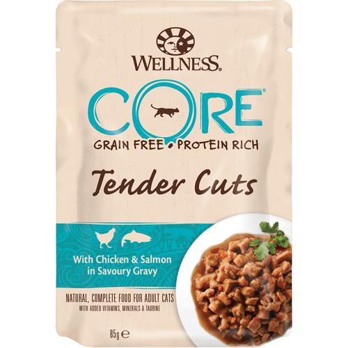 Billede af Eldorado - Wellness CORE Tender Cuts med kylling og laks, Vådfoder Pouch 85gr - vådfoder - Cat Food