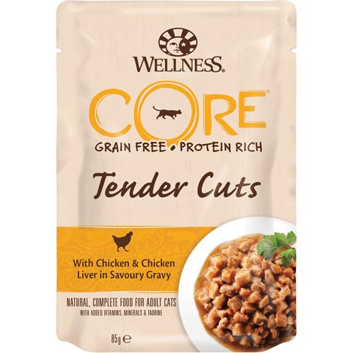 Billede af Eldorado - Wellness CORE Tender Cuts med kylling og kylling lever, Vådfoder Pouch 85gr - vådfoder - Cat Food