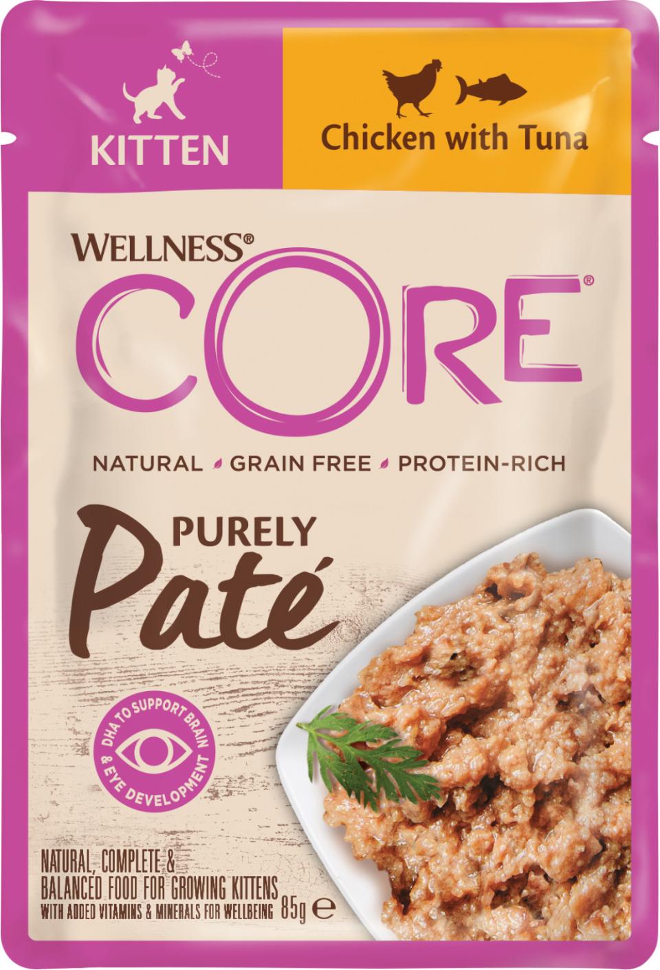 Billede af Core Wellness Purely Pate med kylling og tun til killinger, 85gr