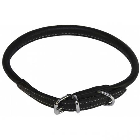 Se KW - Walker rundsyet læderhalsbånd sort, størrelse XS-SM - L - Pet Collars & Harnesses hos Petpower.dk