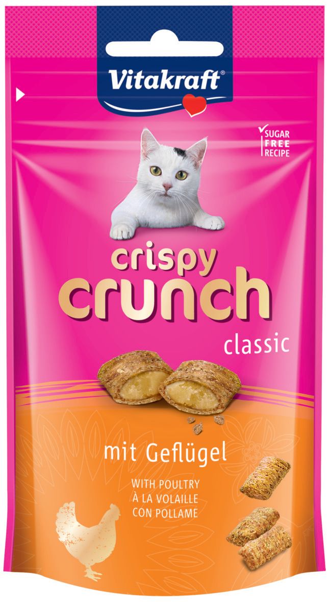 Se Vitakraft Crispy Crunch med fjerkræ kattegodbid hos Petpower.dk