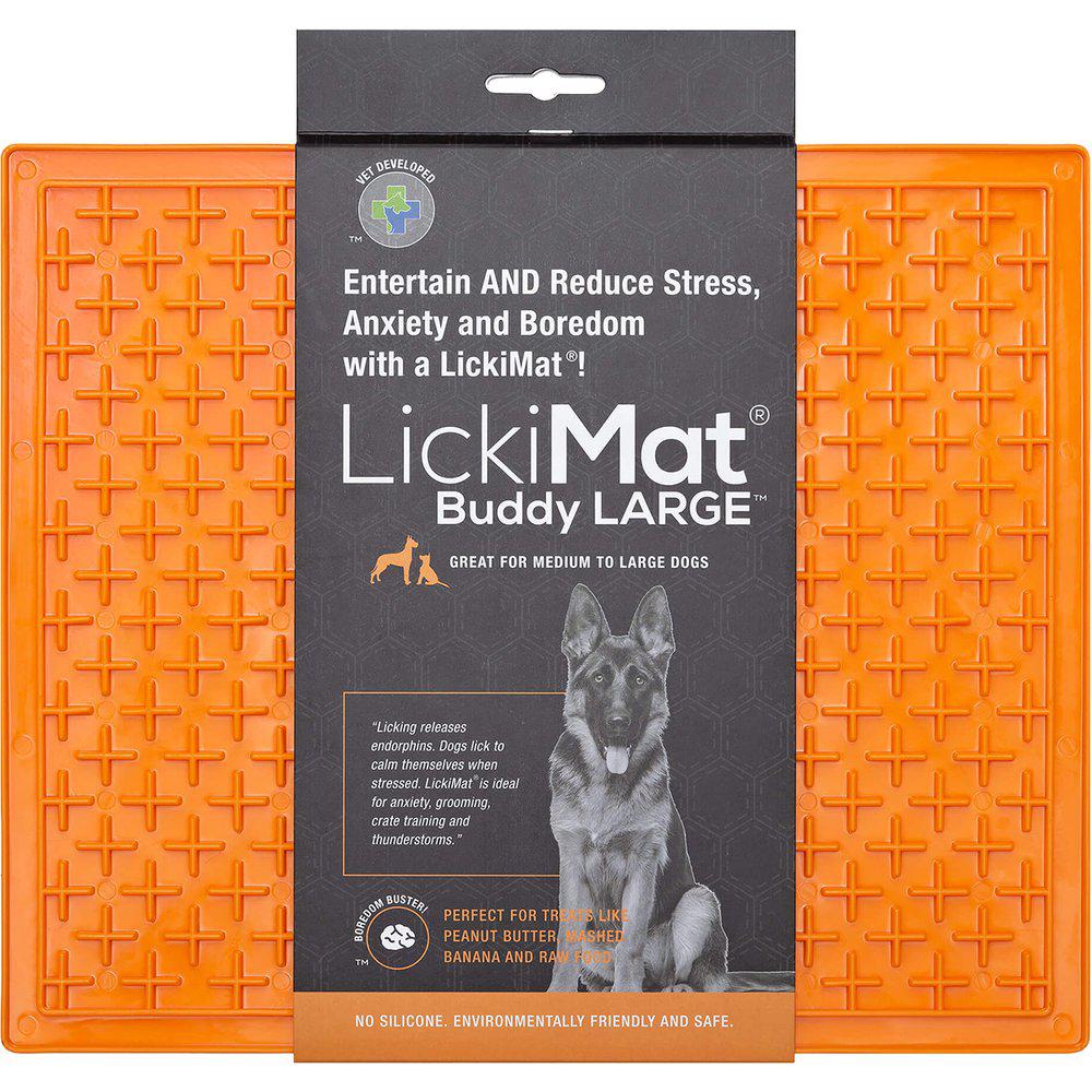Se Imazo - LickiMat Buddy Large Slikkemåtte 28x28Cm Grøn/Orange - Orange - Pet Bowls, Feeders & Waterers hos Petpower.dk