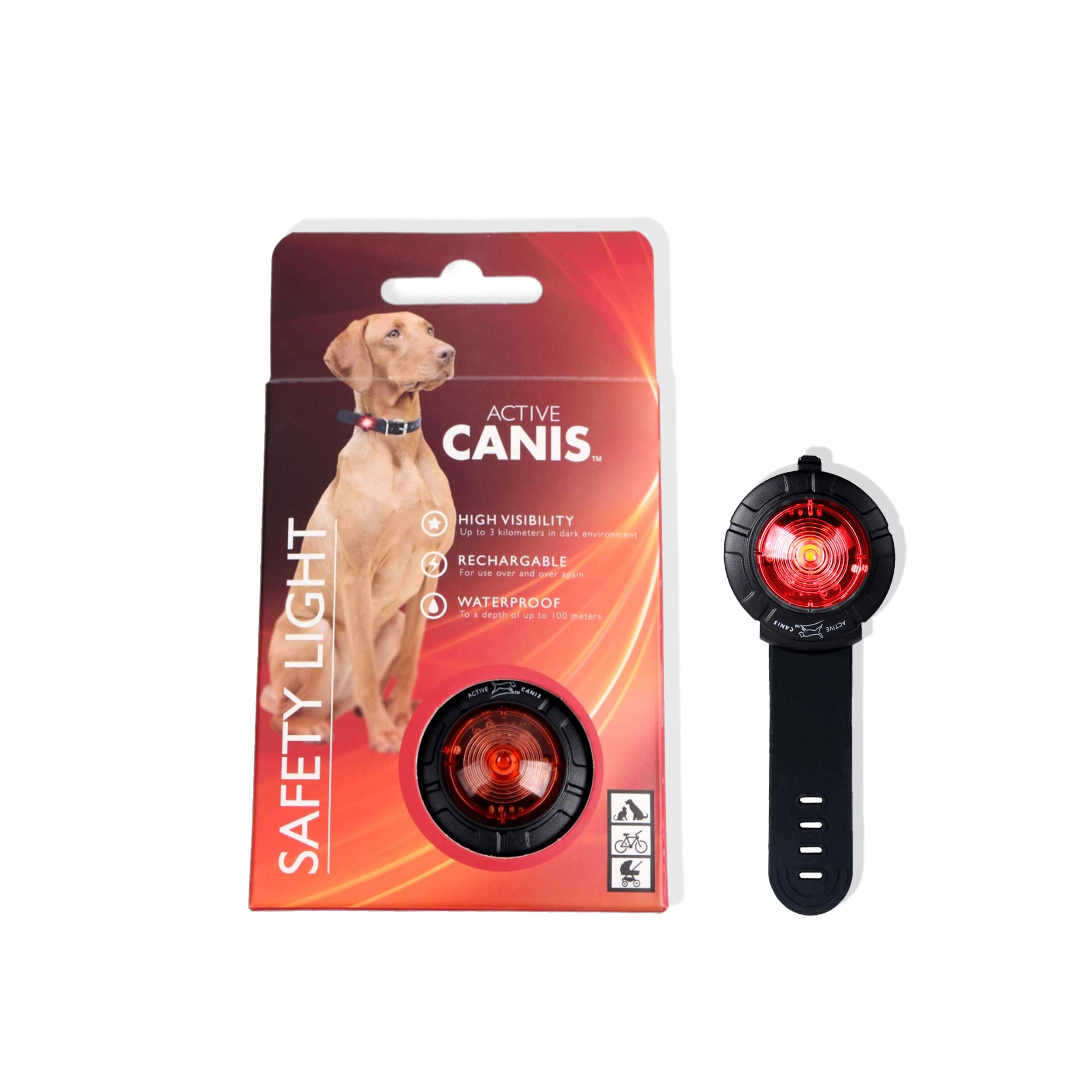 Billede af Petcare - Active Canis Rød Safety Light, Vandtæt Hundelygte - Dog Supplies