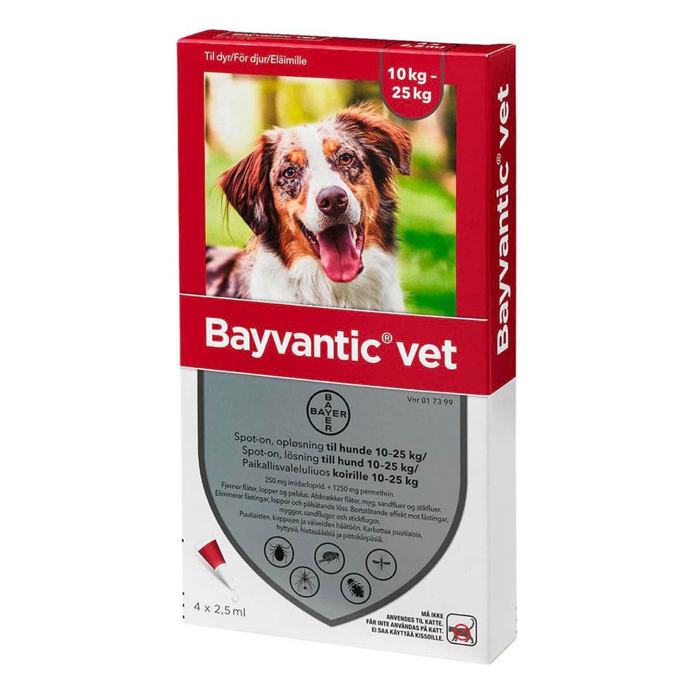Billede af Pharmaservice - Bayvantic vet til hund 10-25kg loppe/flåtmiddel - Pet Flea & Tick Control hos Petpower.dk