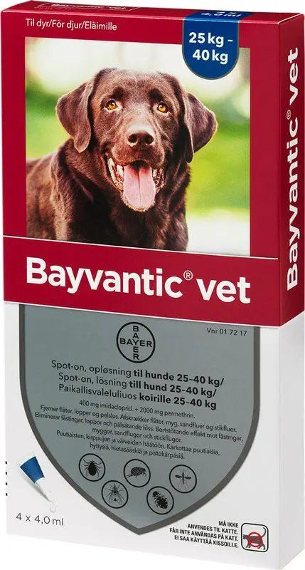 Billede af Pharmaservice - Bayvantic vet til hund 25-40kg loppe/flåtmiddel - Pet Flea & Tick Control hos Petpower.dk