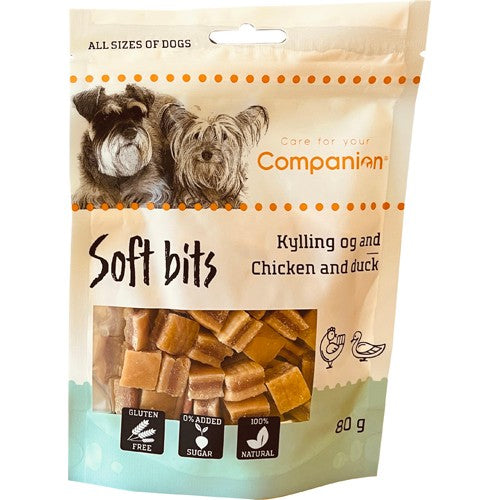 Se Companion Soft Bits Kylling/And 80g, Glutenfri hos Petpower.dk