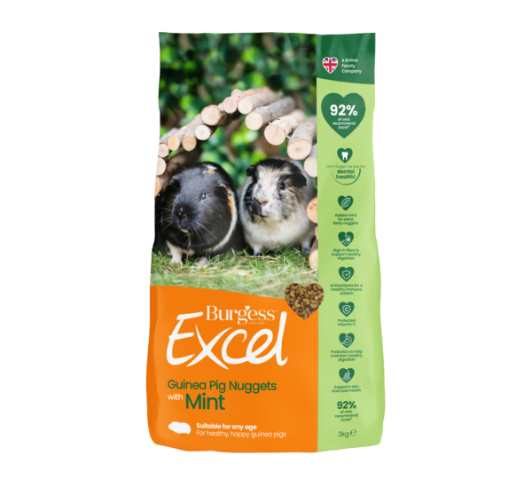 Billede af Petcare - Burgess Excel Marsvinefoder Nuggets - Med Mint - 3kg - Small Animal Food