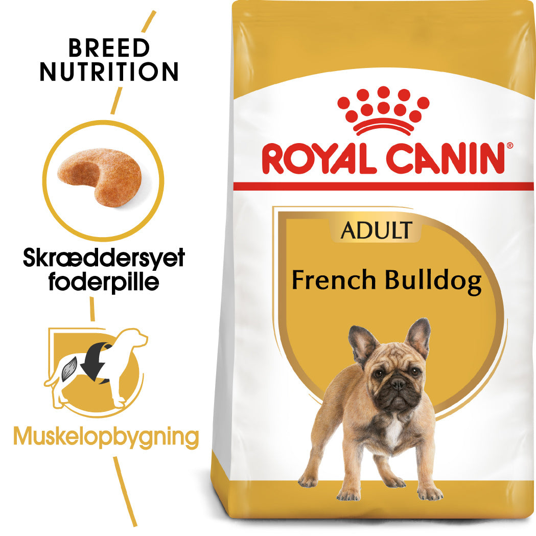 Se Royal Canin French Bulldog Adult 9kg, over 12 måneder hos Petpower.dk