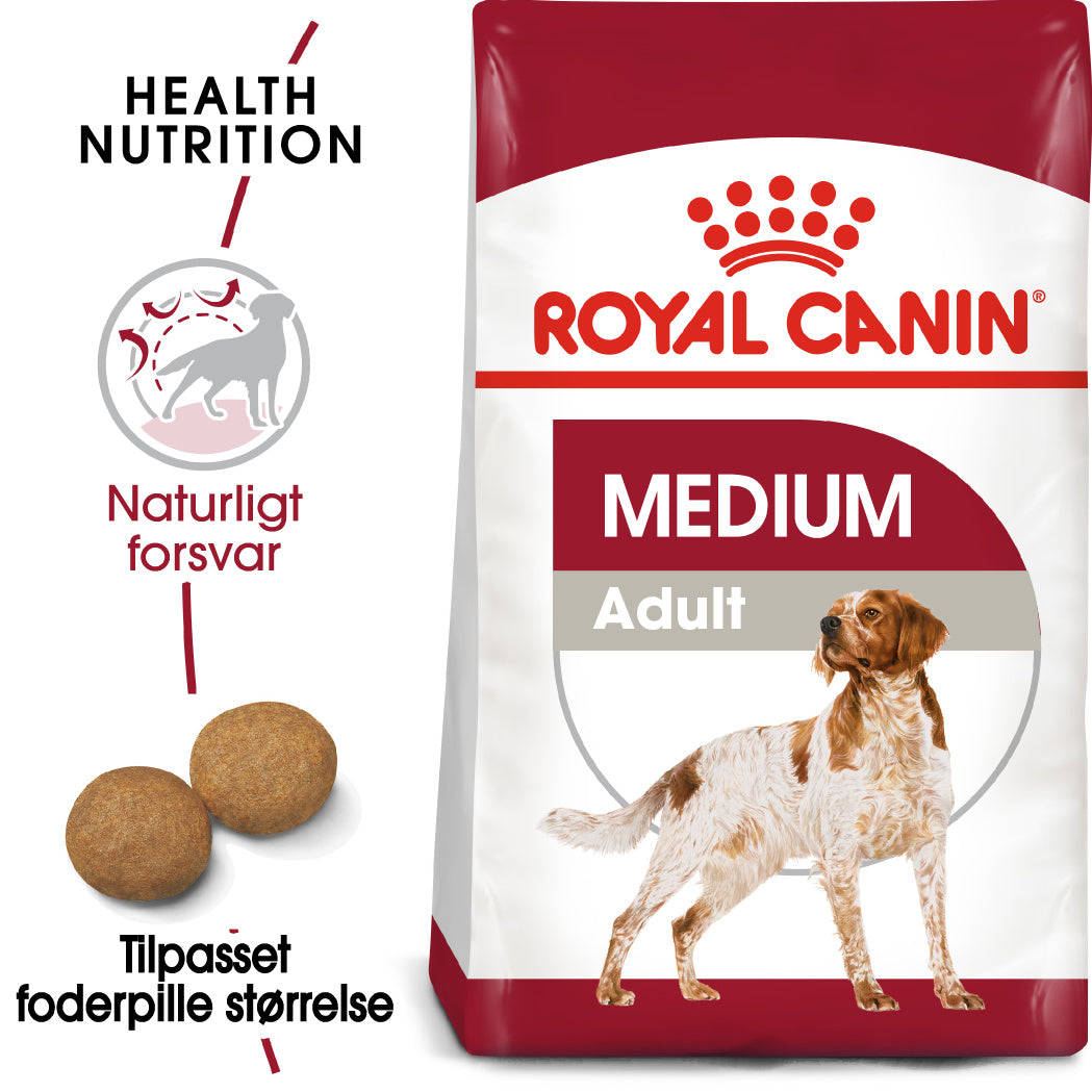Se Royal Canin Medium Adult 15kg, til hunde 11-25kg hos Petpower.dk