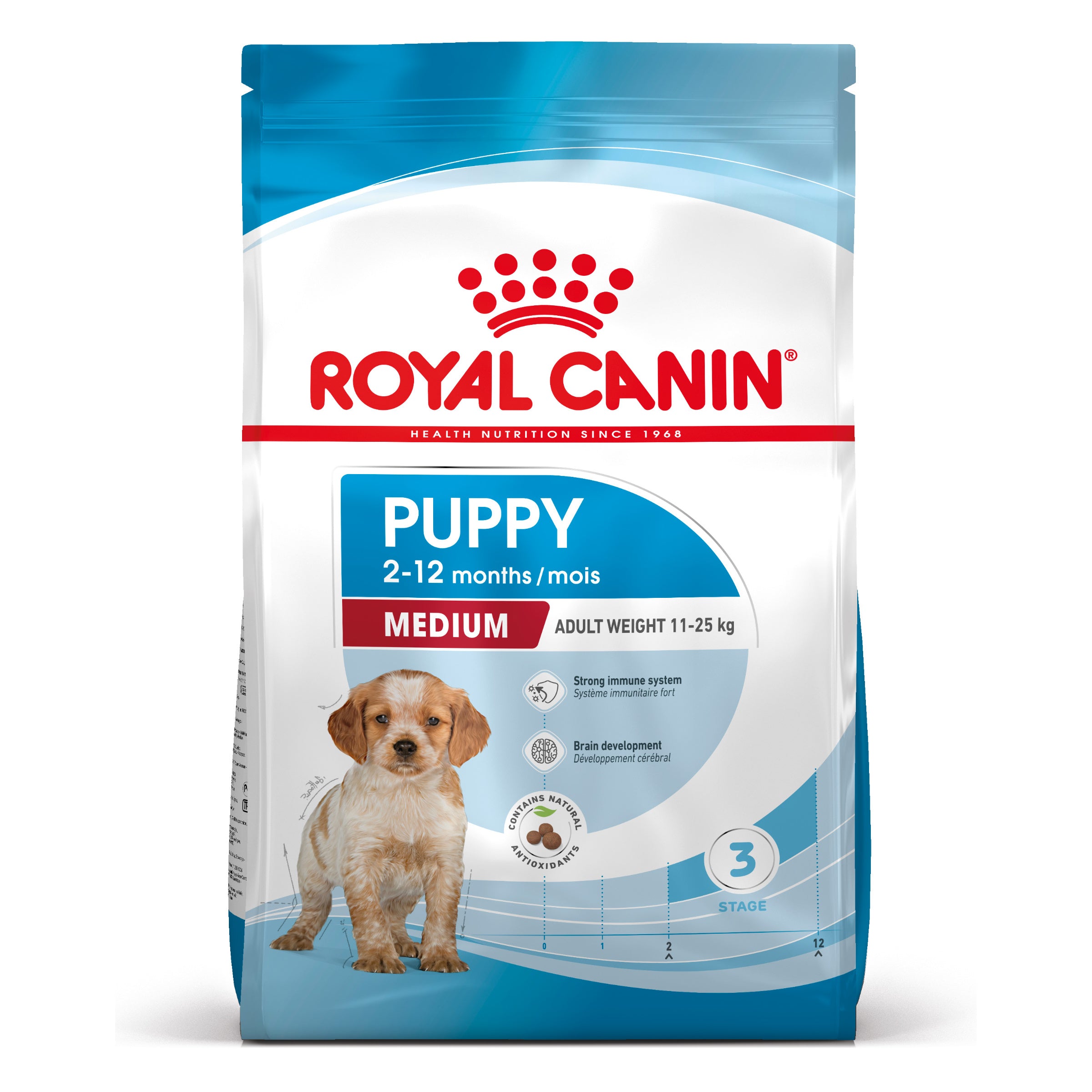 Se Royal Canin Medium Puppy 4kg, voksenvægt 11-25kg hos Petpower.dk