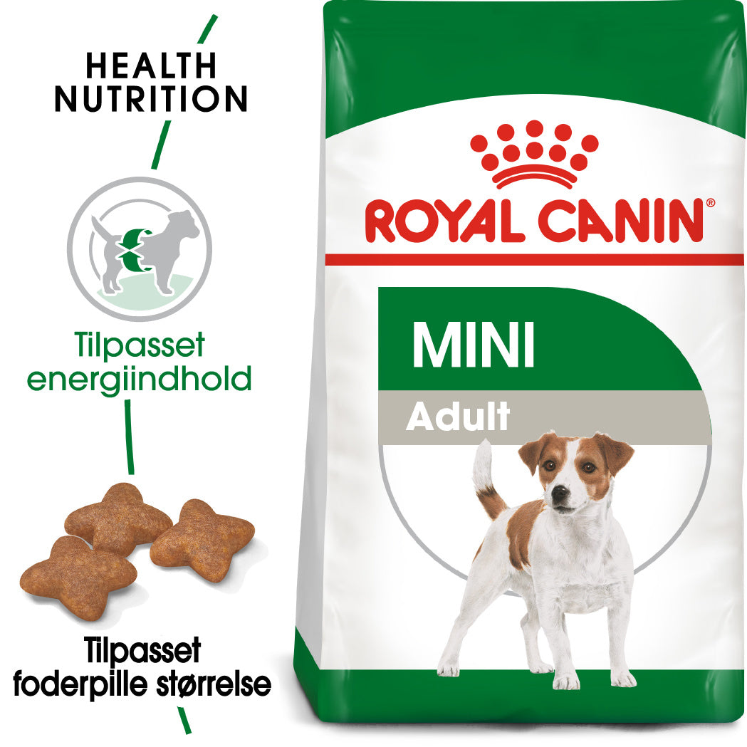 Se Royal Canin Mini Adult 8kg, til hunde 0-10kg hos Petpower.dk