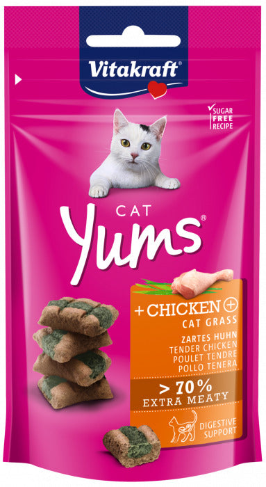 Se Vitakraft - Vitakraft Cat Yums® med kylling og kattegræss kattegodbid - Cat Treats hos Petpower.dk